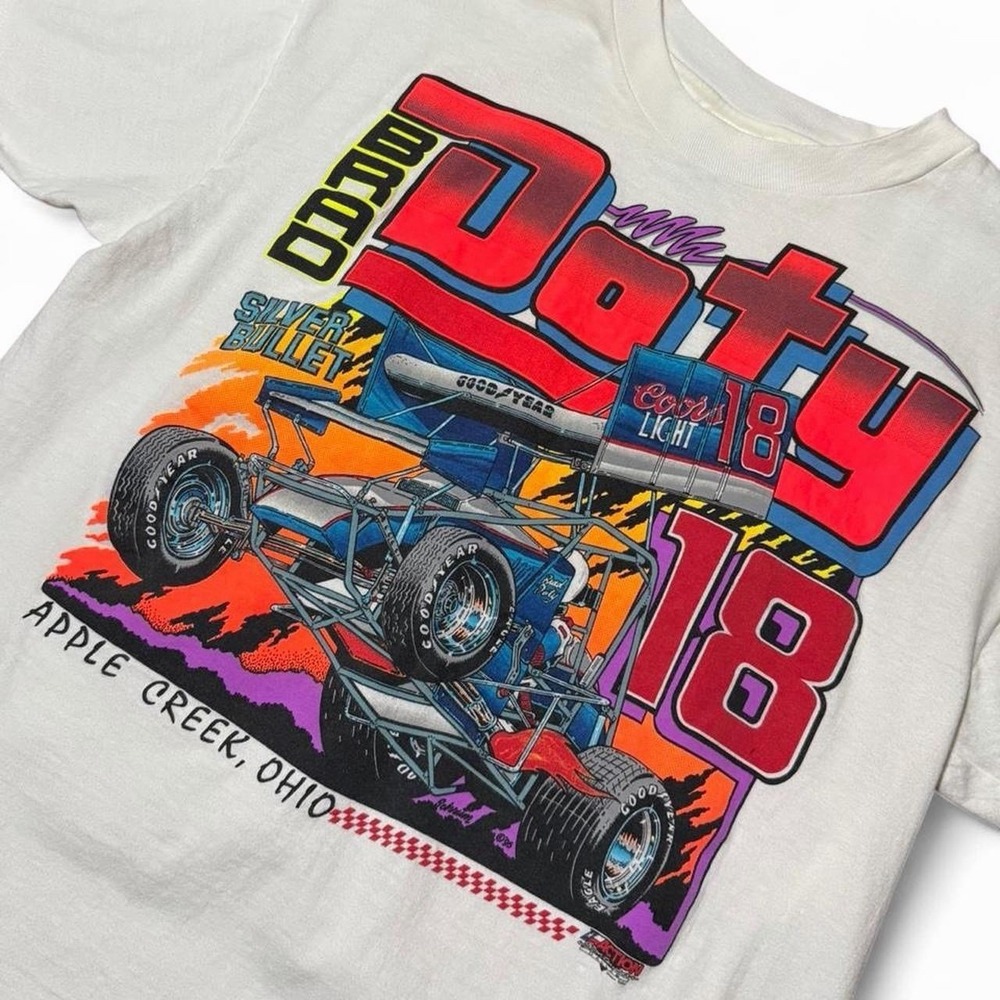 Vintage 90s Brad Doty Nascar Racing Sprint Racer Ohio Auto Car Graphic T-shirt - Picture 6 of 7
